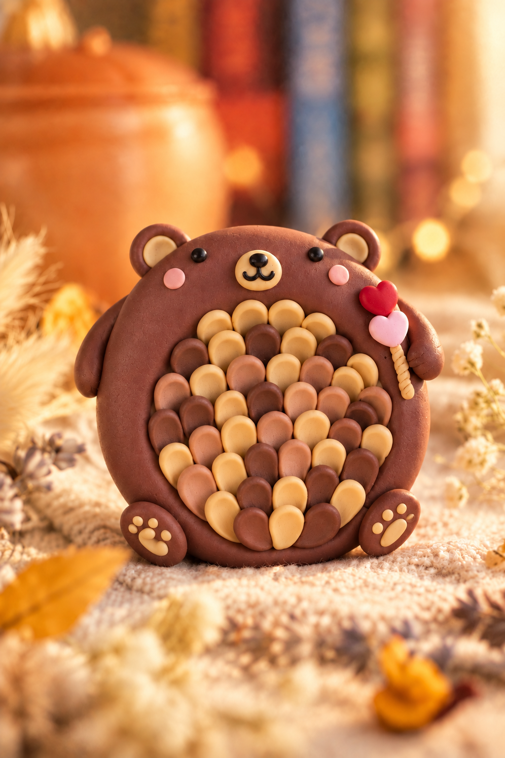 The Boss bear with no cream backing beneath the belly blobs